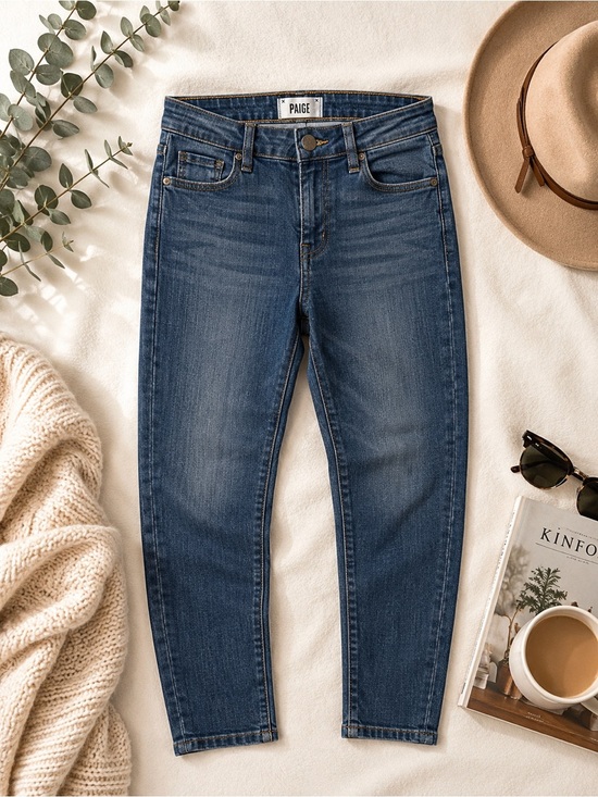 PAIGE Denim - PAIGE Kylie Crop Jeans Size 30 Mid Rise Skinny Crop Blue Denim